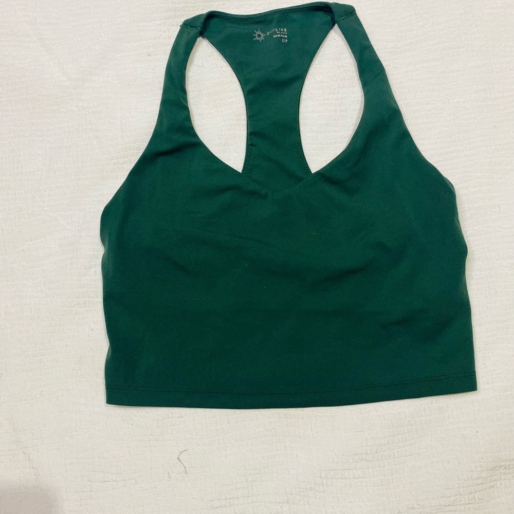 Aerie Green Sports Bra with Racerback Design